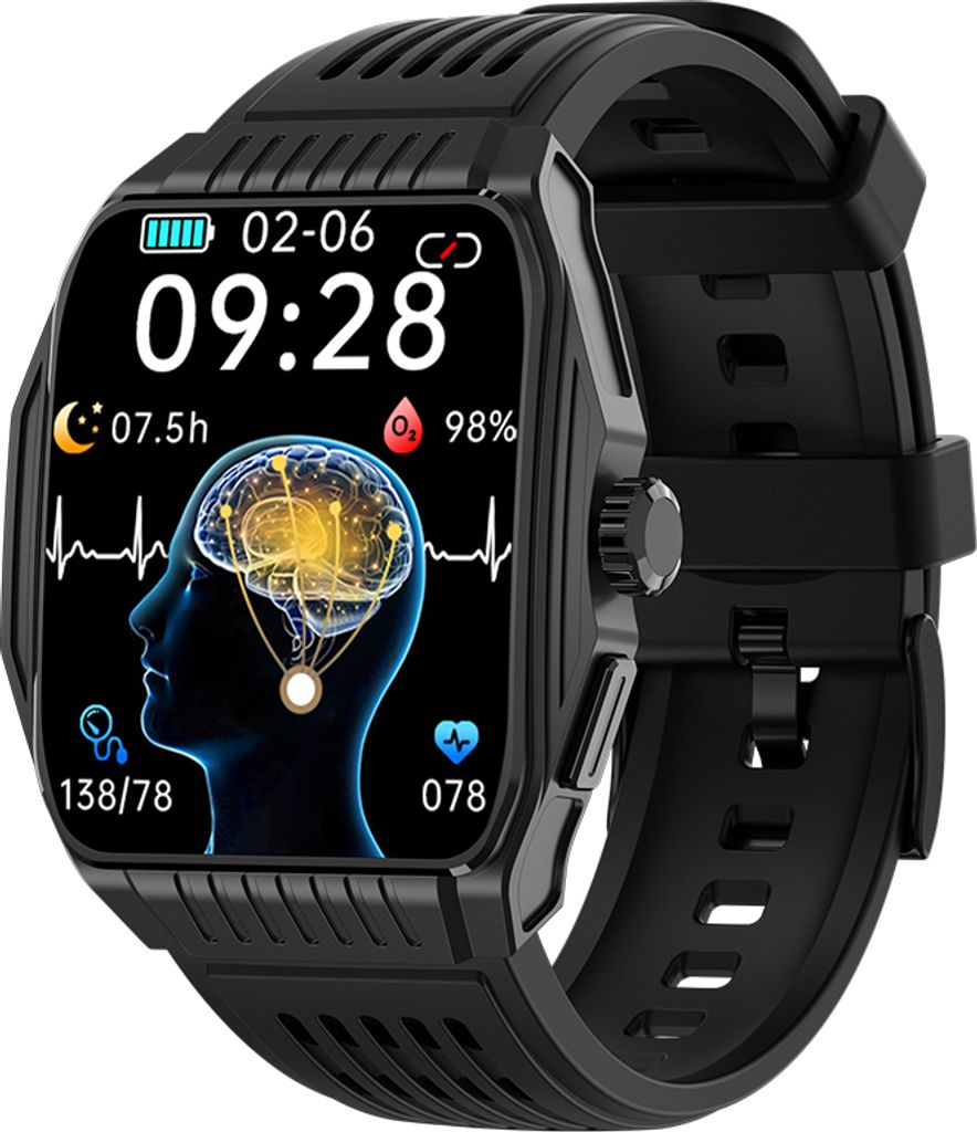 INF Smartwatch mit Schlafhilfe, EKG, Bluetooth-Anrufen Schwarz