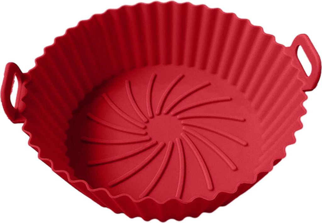 Silikon-Luftfritteusen-Einlage, rund, antihaftbeschichtet, Luftfritteusenkorb, hochtemperaturbeständig, Backform mit Ölablaufrillen