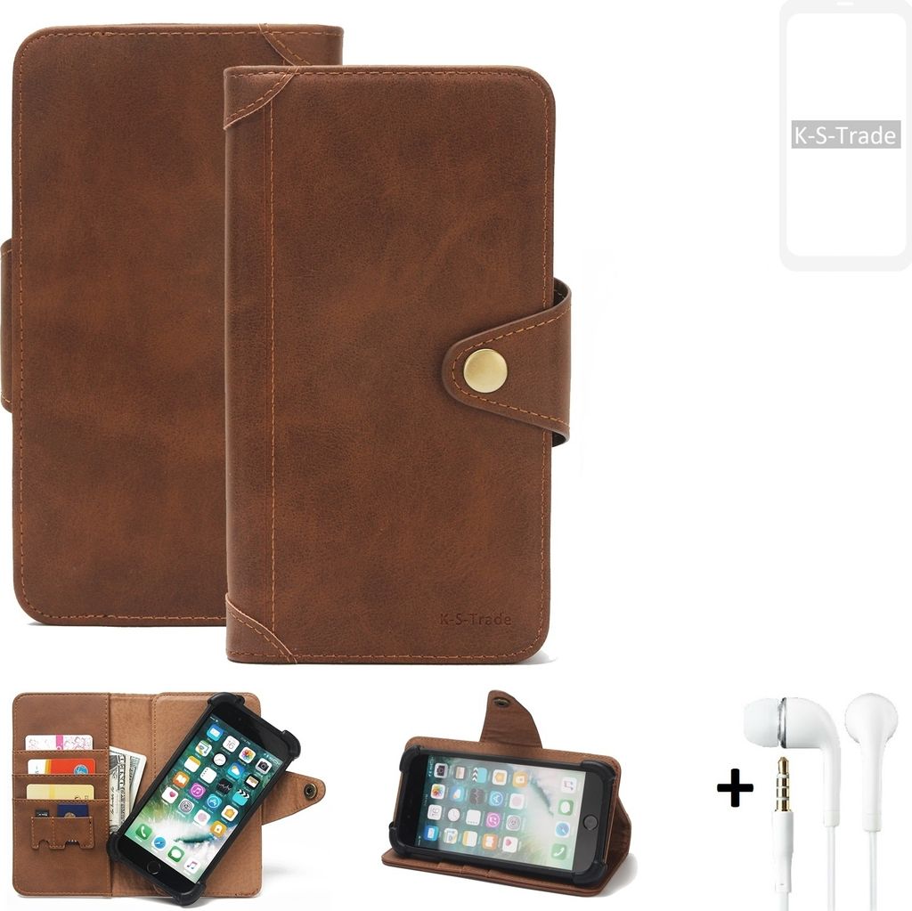 K-S-Trade Handyhülle Schutzhülle kompatibel mit Xiaomi Redmi Note 9 Walletcase Bookstyle Schutz Case Hülle Wallet Flipcase Cover PolyurethanBrau...