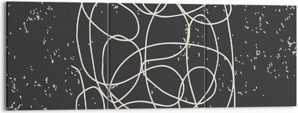 Bild auf Leinwand - Leinwandbild - 3 Teile - Modern Linie Schwarz - 150x50cm - Wand Bild - Wanddeko - Wandbilder - Leinwanddruck - Bilder - Wanddek...
