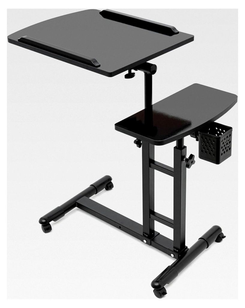 Tätowiertisch, Tattoo-Arbeitsstation mit Rollen, höhenverstellbarer Tattoo-Tablettwagen, klappbar, doppelte Werkbank 64x40cm mit abnehmbarem Stif...