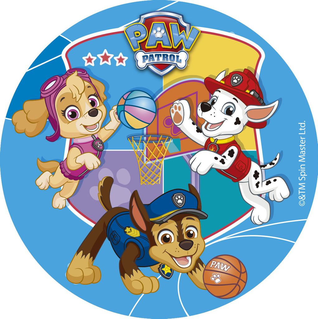 Fondantpapier Pfotenpatrouille Basketball 15,5cm Produktbild 1