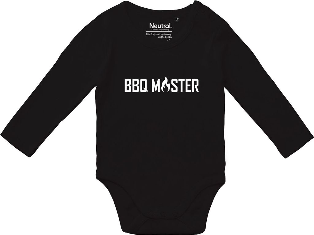 Huuraa Baby Body BBQ Master Grillen 74 Black Baumwolle Fairtrade Langarmbody Geschenkidee