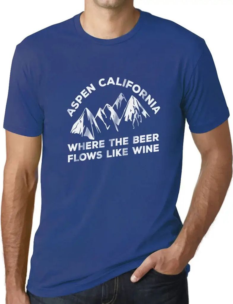 Herren Grafik T-Shirt Aspen Kalifornien, wo das Bier wie Wein fließt – Aspen California Where The Beer Flows Like Wine – Öko-Verantwortlich V...