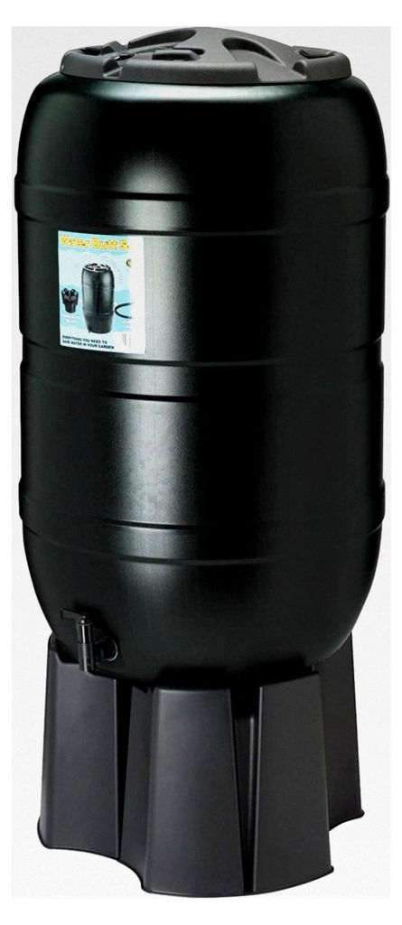 Regentonnen-Set - 210 l Kapazität, strapazierfähiges Kunststoffmaterial, Schwarz - mit Hahn, abschließbarem Deckel, Ständer - geeignet für die...