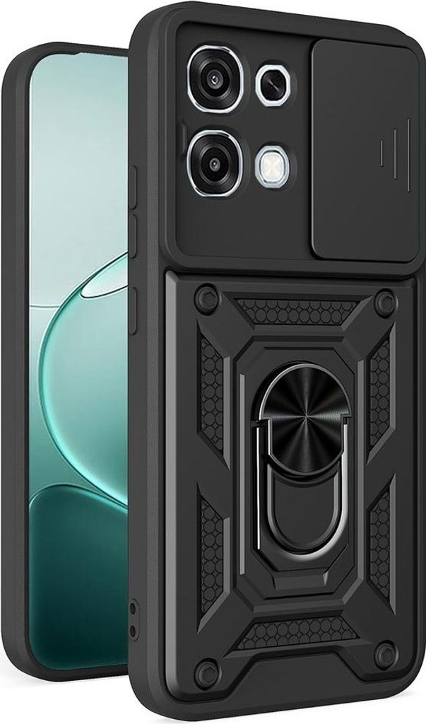 OPPO A6 Pro 5G Hülle - Coverup Armor Ring Ständer Back Cover mit Kamera Schutz - Schwarz