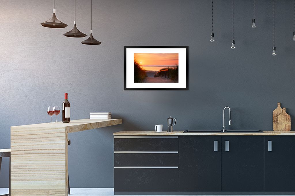 MuchoWow MuchoWow Gerahmtes Poster Strand - Sonne - Farben 60x40 cm - Poster mit zchwarzem Bilderrahmen - Schlafzimmer - Plakat in Rahmen - Dru...
