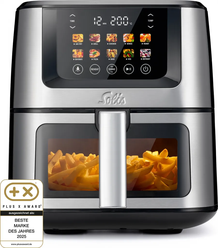 Solis Type 8002 Air Fryer XL Capacité XL avec Fonction Déshydrateur Inox