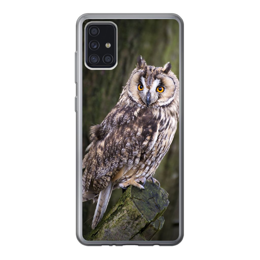 MuchoWow Handyhülle Schutzhülle Hülle für Samsung Galaxy A52 5G Eule - Nahaufnahme - Baum Silikon Softcase Handy Hülle - Umschlag