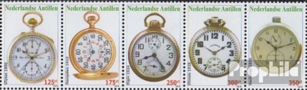 Briefmarken Niederländische Antillen 2010 Mi 1871-1875 Fünferstreifen postfrisch Taschenuhren