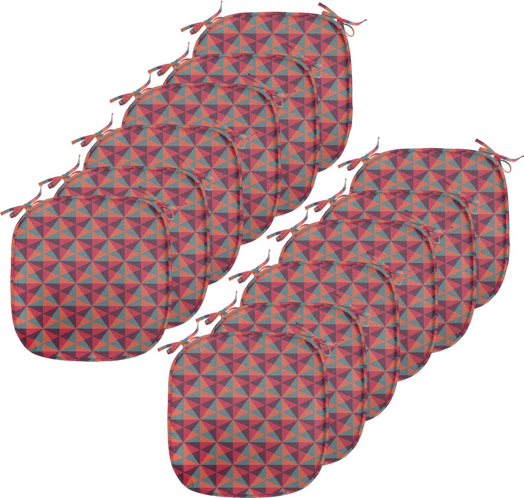 ABAKUHAUS Geometrisch Polster für Esszimmerstühle, Triangles Mosaik, Dekoratives wasserfestes Kissen mit Riemen für Küchensitze, 40 cm x 40 cm-...