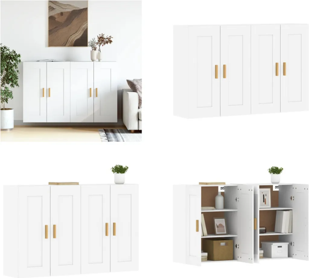 vidaXL Armoires Murales 2 pcs Blanc en Bois - Rangement Suspendu Mural