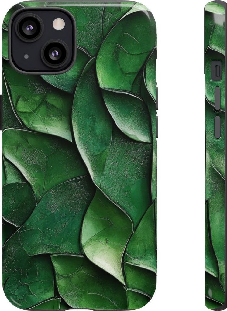 Grüne Blätterstruktur mit plastischer Optik – Hülle Kompatibel mit iPhone 13