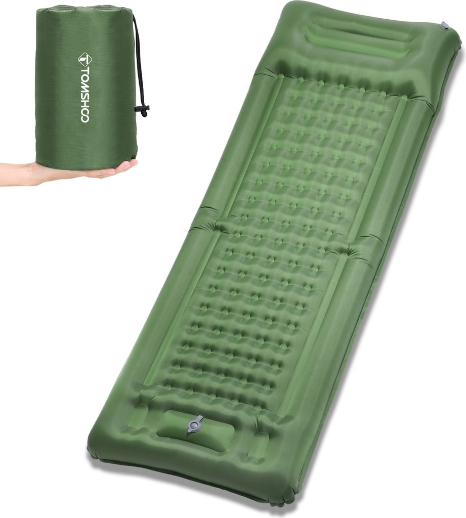 TOMSHOO Aufblasbare Isomatte extra dick 4 Zoll Isomatte Luftmatratze mit eingebauter Pumpe fuer Camping Rucksackreisen Wandern Reisen Zelt