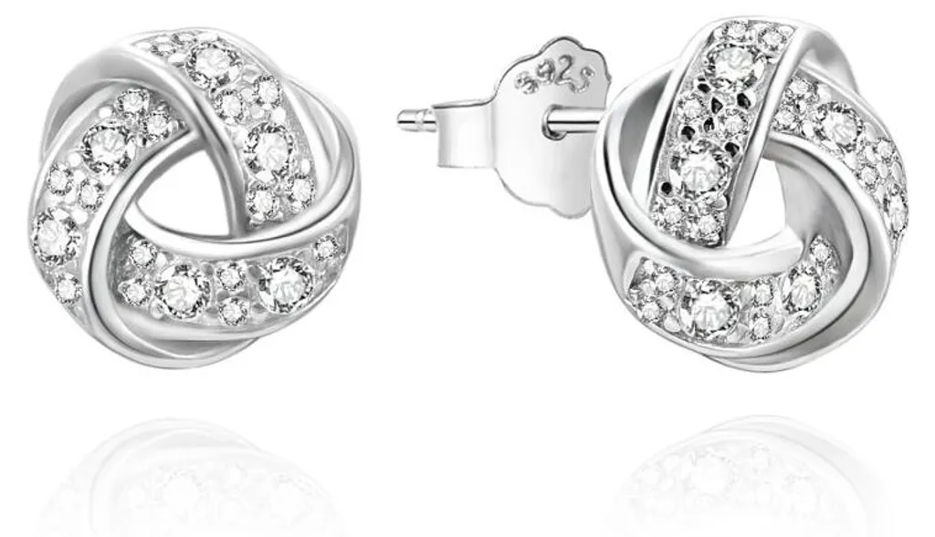 Boucles d'oreilles argentées avec zircons AGUP3515 pour femme élégante