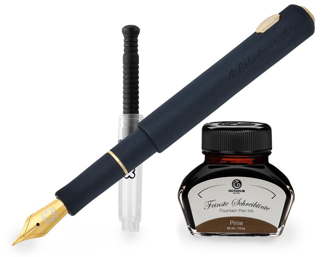 Esterbrook Niblet Black Raven Gold Füllhalter mit 30 ml Schreibtinte, Pinie und Konverter