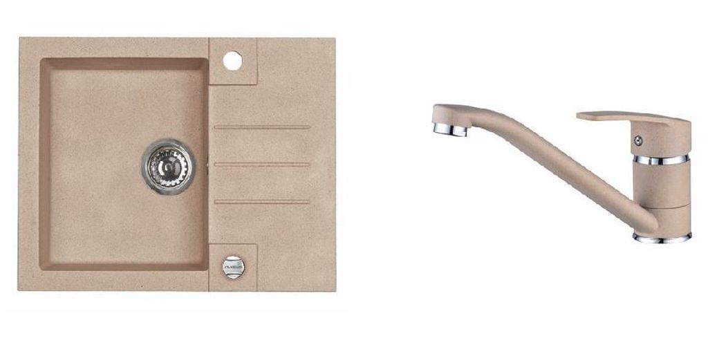 Alveus Sets - Spüle-Set Rock 30 und Armatur Nina, beige SETA041