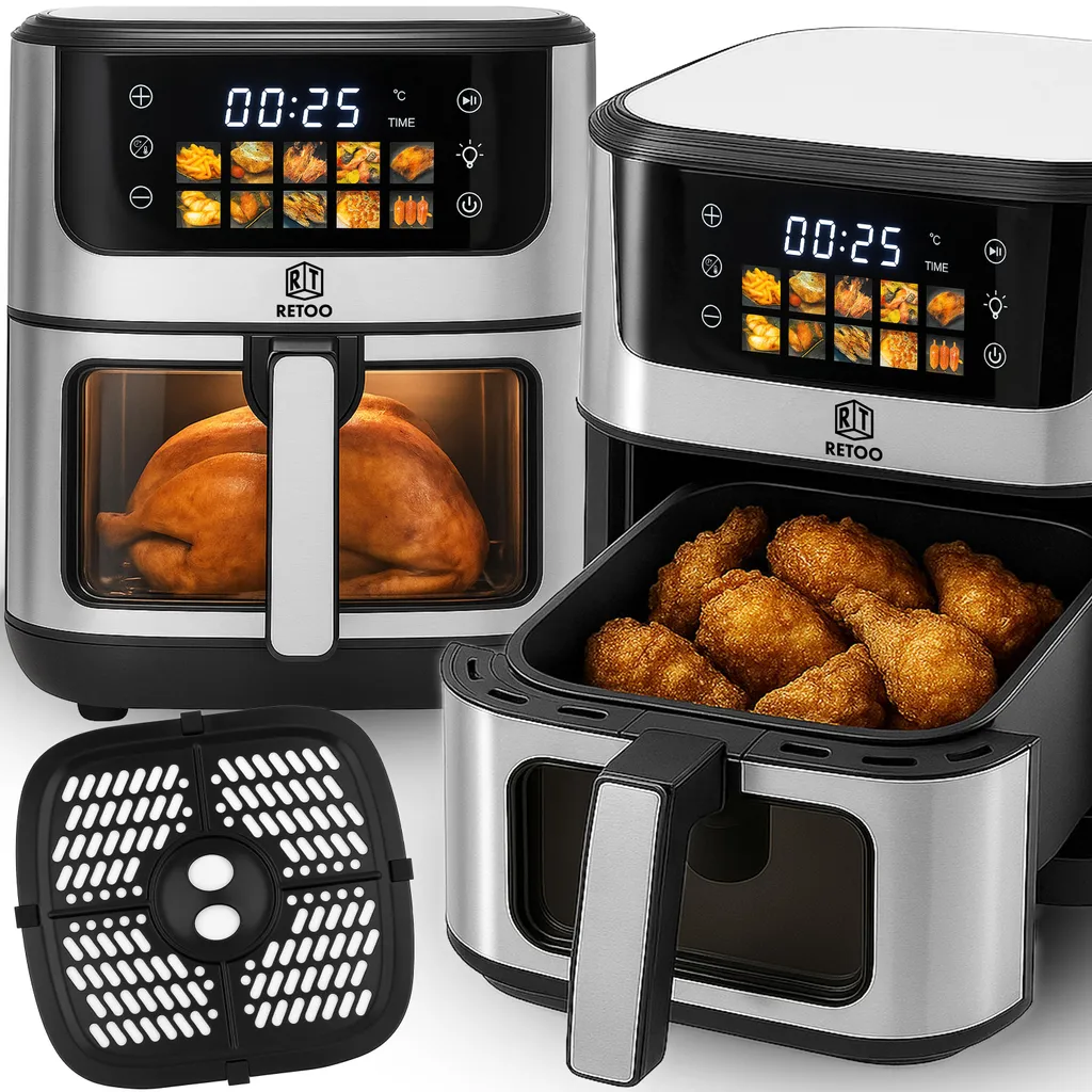 Friteuse à air chaud Retoo 6.5L 1800W avec 10 programmes et 20 recettes