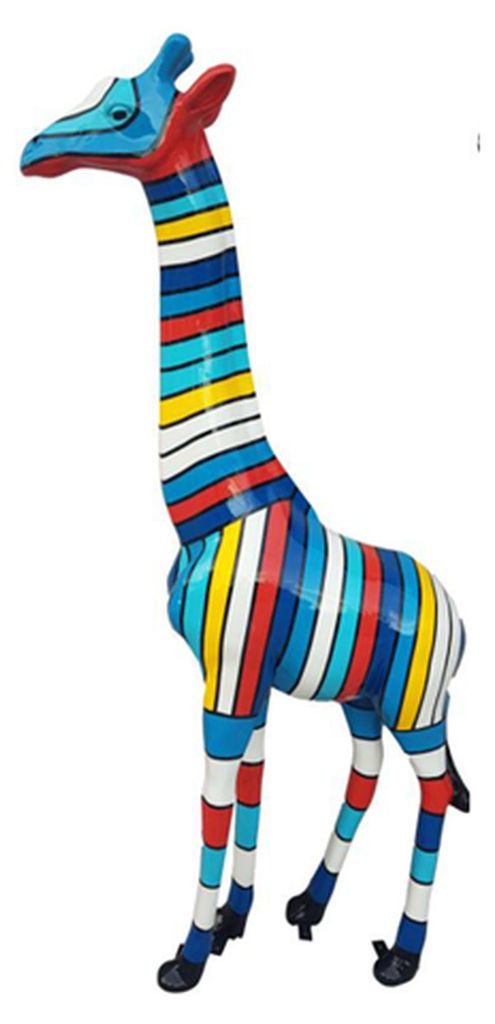 Modern Skulptur Design Giraffe Farbige Dekorative Figur aus Kunststoff 205 cm