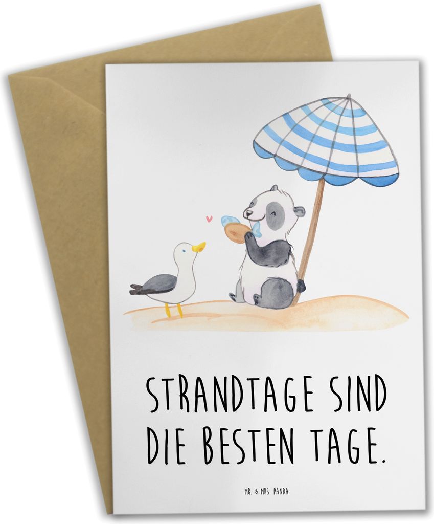 Mr. & Mrs. Panda Grußkarte Sommer Strandtage - Weiß - Geschenk, hochzeitskarten, Emotionen, osterkarte, Herbst, Handgefertigte Produkte, Natur, w...
