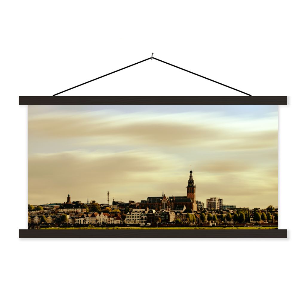 MuchoWow Textilposter Skyline - Nijmegen - Niederlande 150x75 cm mit schwarzem Rahmen - Posterleiste
