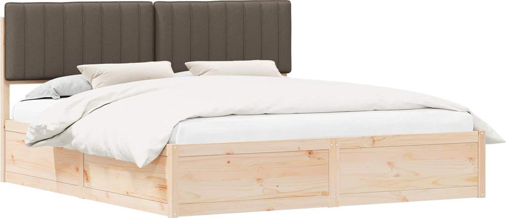 vidaXL Bettgestell mit gepolstertem Kopfteil Taupe 180 x 200 cm
