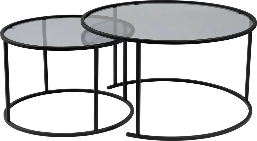 Table Basse Aedion 80x80cm Noir en Métal - Set de 2 Tables Industrielles