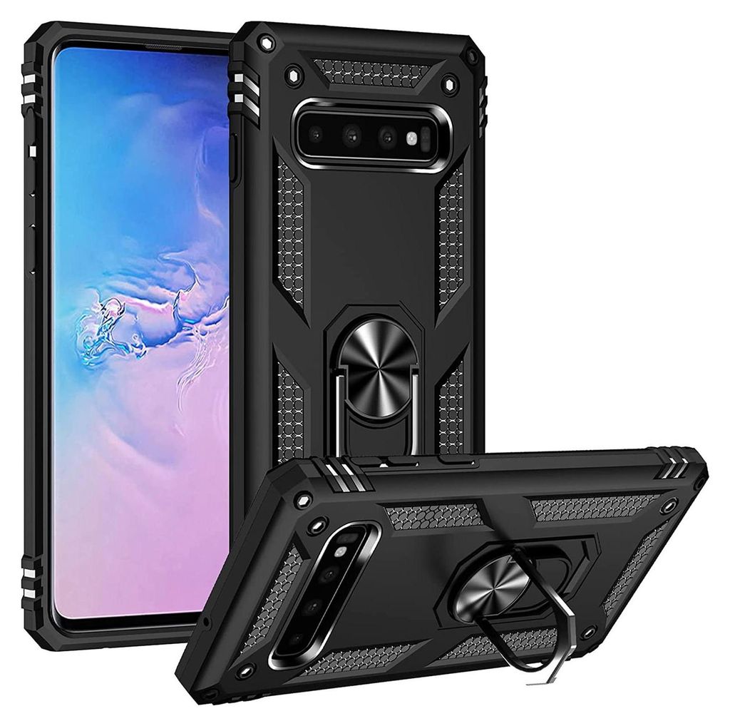 Armor Shield Handyhülle für Samsung Galaxy S10 Hülle Ultra Hybrid Case Handy Schutzhülle, Schwarz
