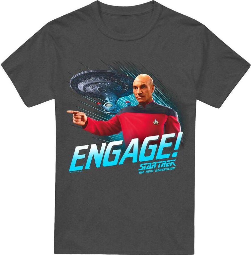 Star Trek - "Engage" T-Shirt für Herren/Damen Uni TV17543 (XL) (Holzkohle)