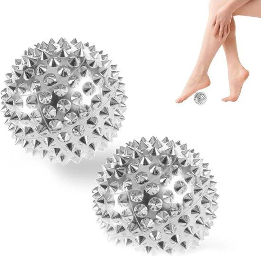 Billes d'acupression magnétiques argentées 32mm en métal dur - Lot de 2