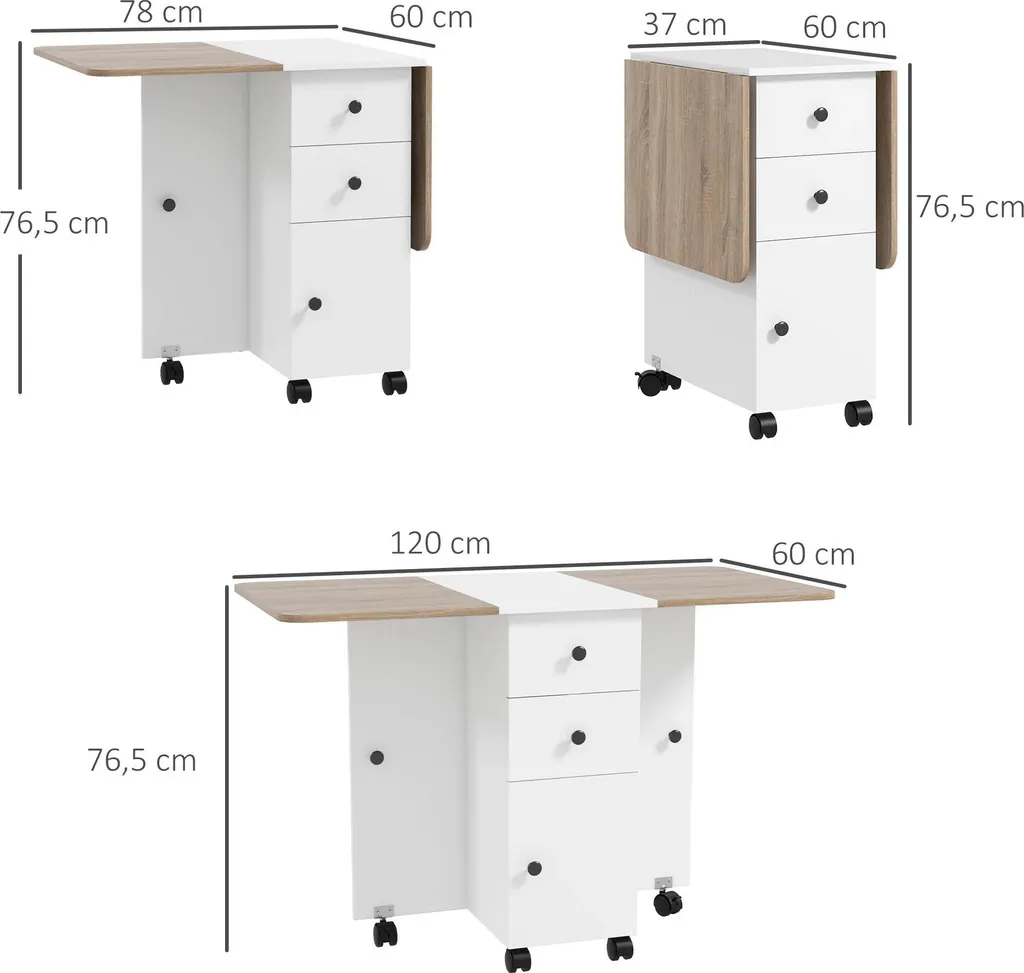 Table console extensible avec ailes pliantes pour petit espace et cuisine