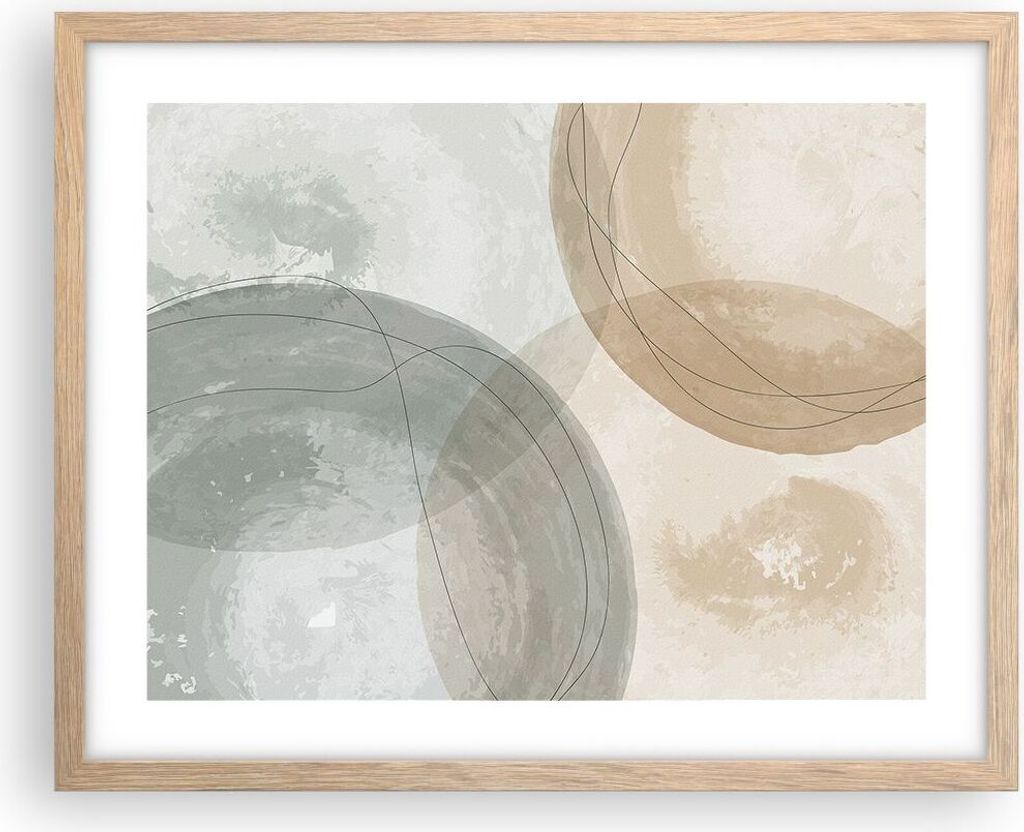 Gerahmtes Poster - Rahmen in heller Eiche - Aquarell Räder Pastell - 50x40 cm - Wand Bild - Wanddeko - Wandbilder - Kunstposter - Wandposter - Bil...
