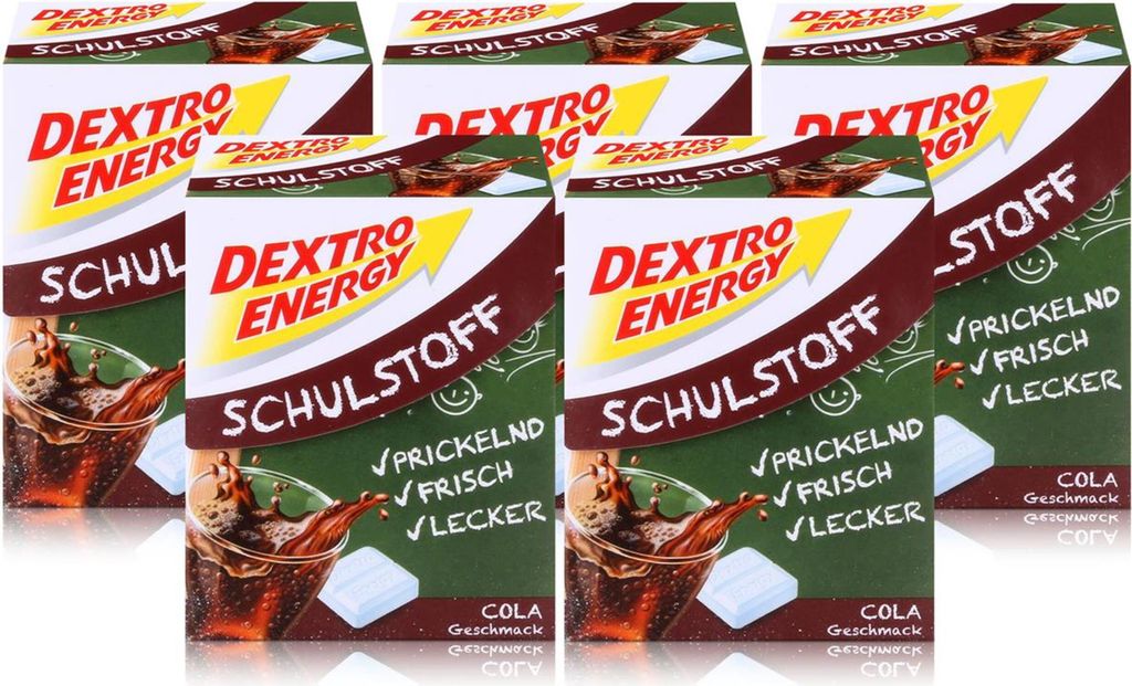 Dextro Energy Schulstoff Traubenzucker Cola Geschmack 50g (5er Pack)