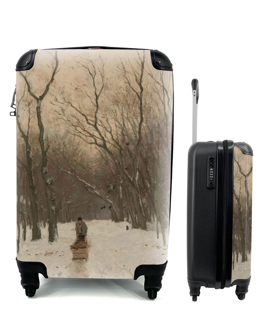 MuchoWow Koffer Handgepäck Trolley Rollkoffer Kleine Reisekoffer mit 4 Rollen - Winter in den Wäldern von Scheveningen - Gemälde von Anton Mau...