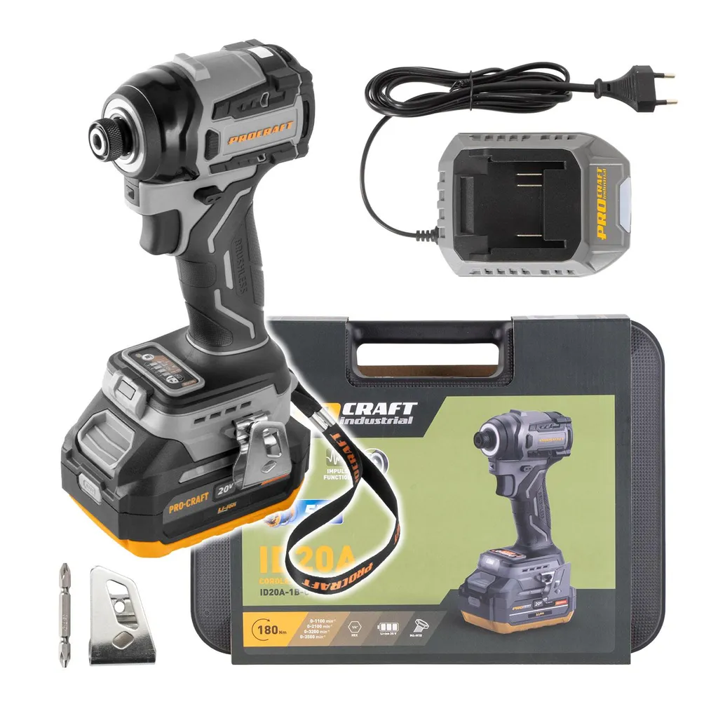 Clé à choc sans fil Procraft ID20A-1b 20V 180Nm avec batterie 4Ah et coffret