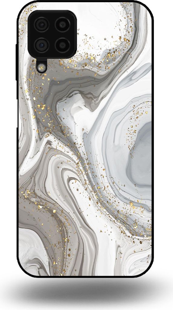 Smartphonica Handytasche passend für Samsung Galaxy A22 4G mit Marmordruck - TPU Rückseitenschutzhülle Marmordesign - Silber