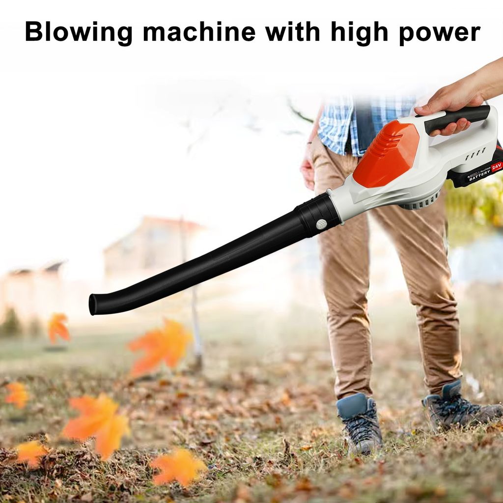 Schnurloser Hand-Laubbläser, elektrischer Laubbläser mit 2 Batterien und 1 Ladegerät, 24V Akku-Laubbläser für Rasenpflege, Terrasse, Innenhof