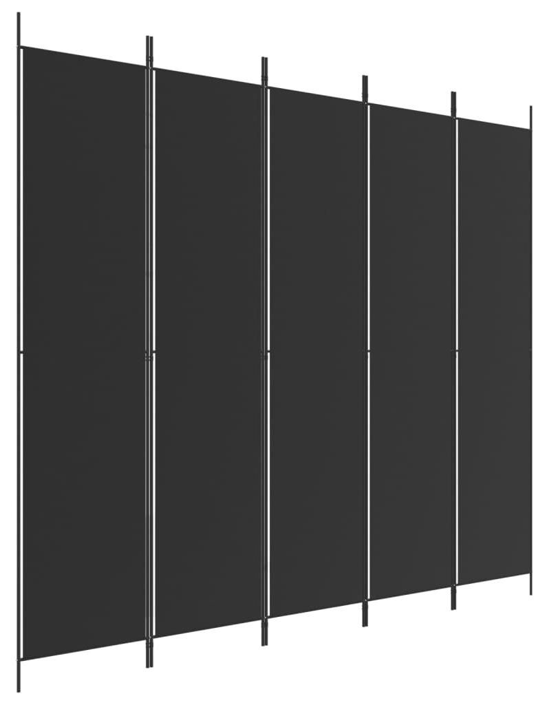 vidaXL Paravento a 5 pannelli Nero 250x220 cm in tessuto Immagine del prodotto 