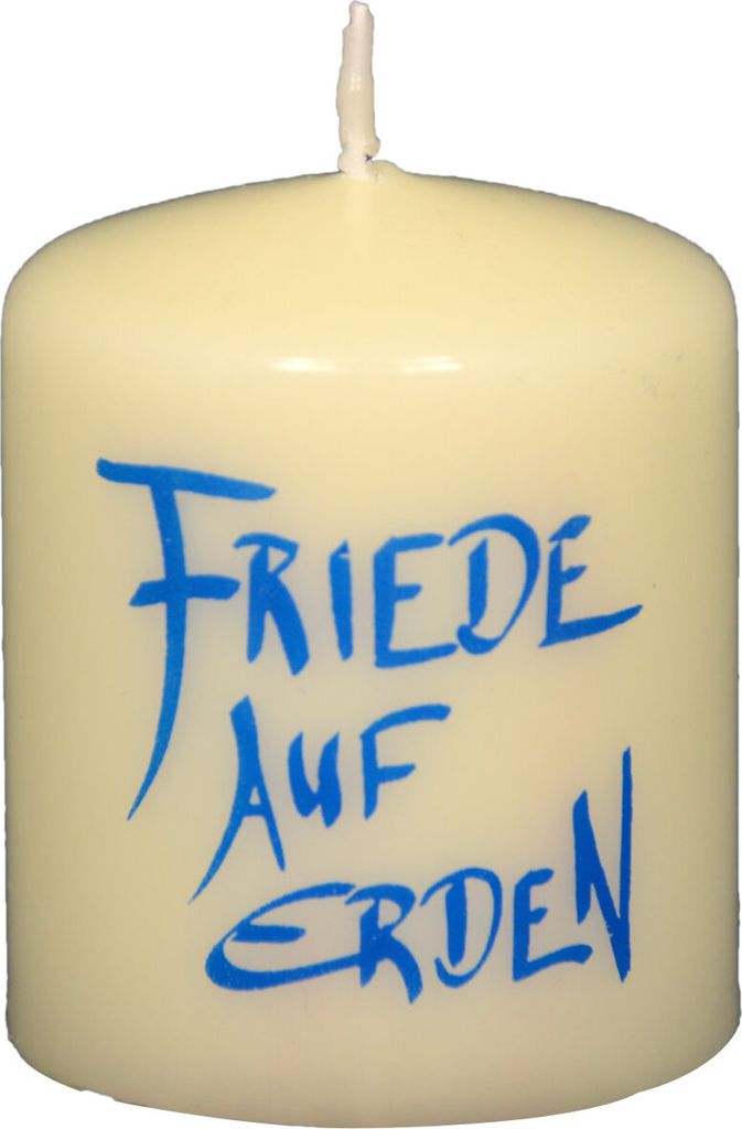 Weihnachtskerze "Friede auf Erden" Elfenbein 60 x Ø 50 mm, 1 Stück