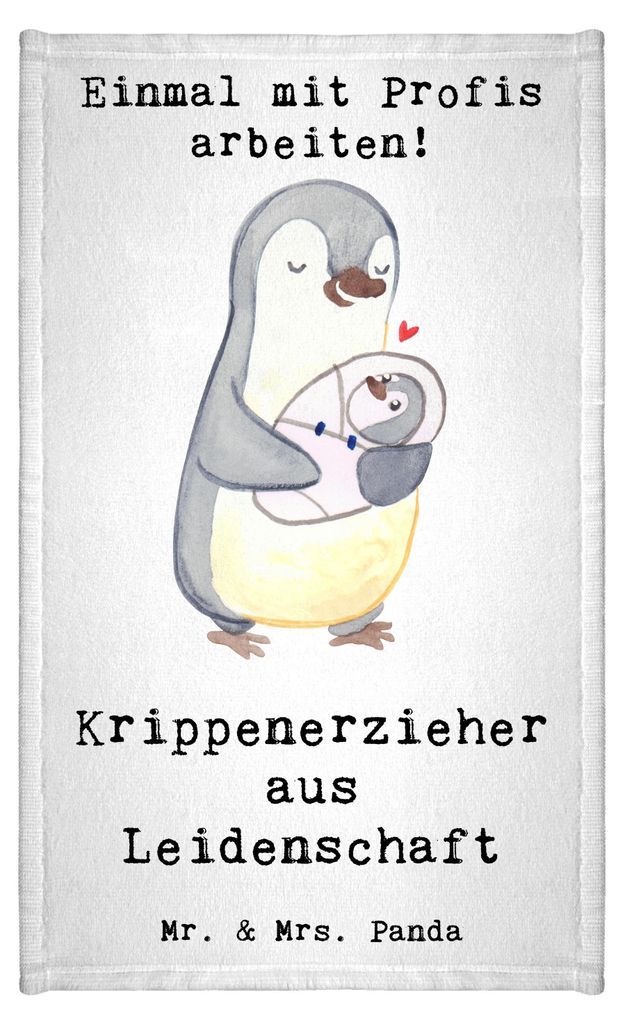 Mr. & Mrs. Panda Handtuch Krippenerzieher Leidenschaft - Weiß - Geschenk, badezimmer, Kleines, Kindertagesstätte, KITA, gäste wc, Frotteetuch, K...