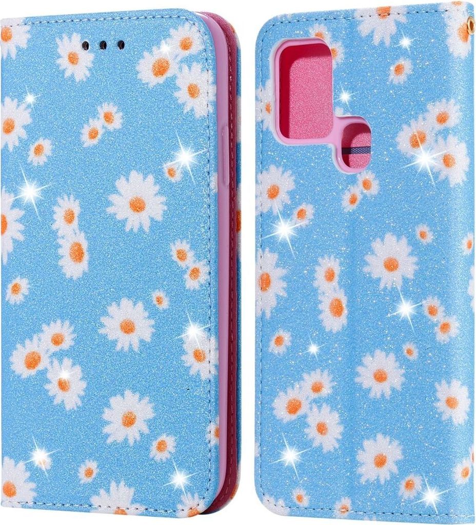 König Design Hülle kompatibel mit Samsung Galaxy A21s Kunstleder Handyhülle - Handy Case Blau