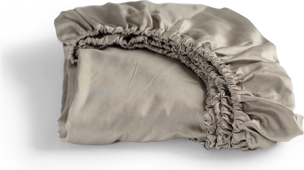 Cinderella Sundays - Spannbettlaken (bis 35 cm) - Satin - 90x200 cm - Taupe