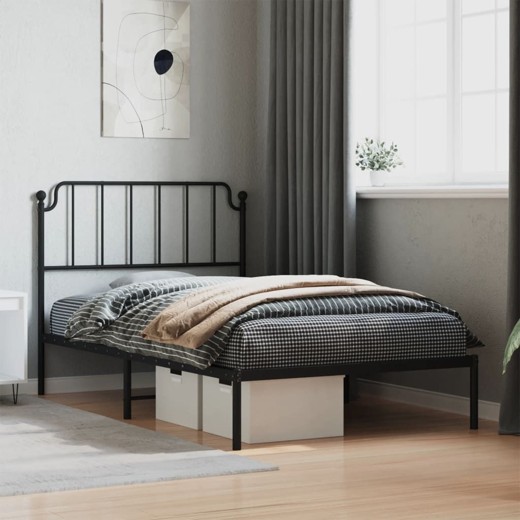 Maison Exclusive - Bettgestell mit Kopfteil Metall Schwarz 107x203 cm