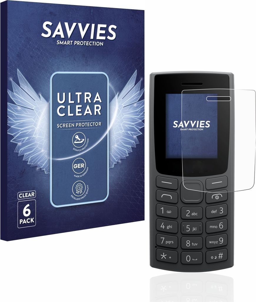 6x Für Nokia 105 (2023) Schutzfolie Savvies Displayschutz Produktbild 