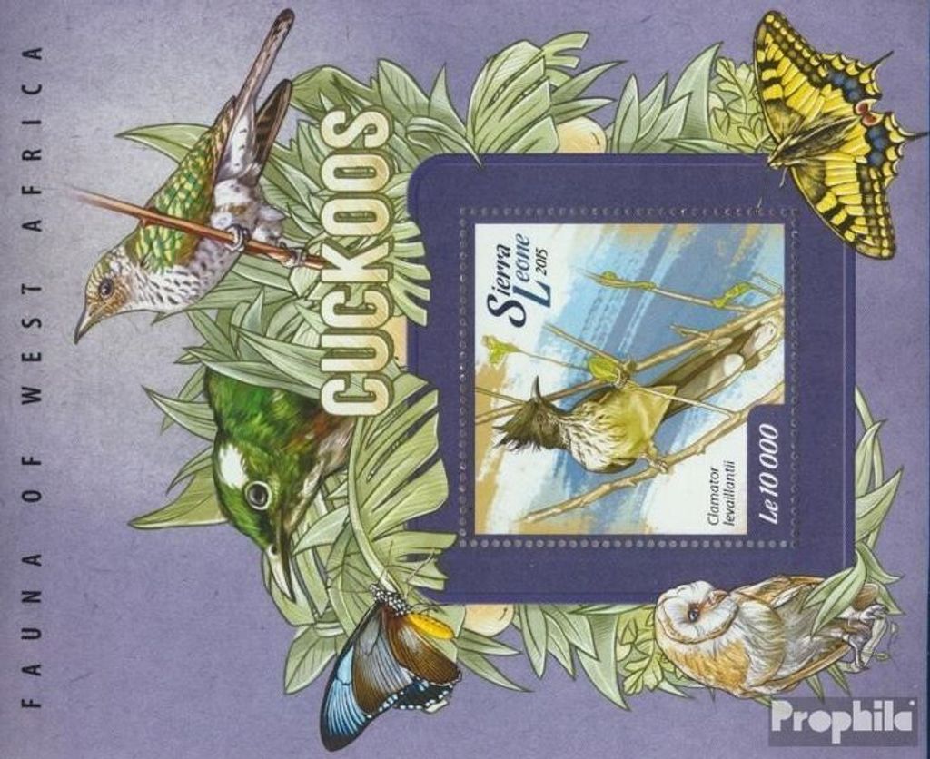 Briefmarken Sierra Leone 2015 Mi Block 726 (kompl. Ausg.) postfrisch Kuckucke