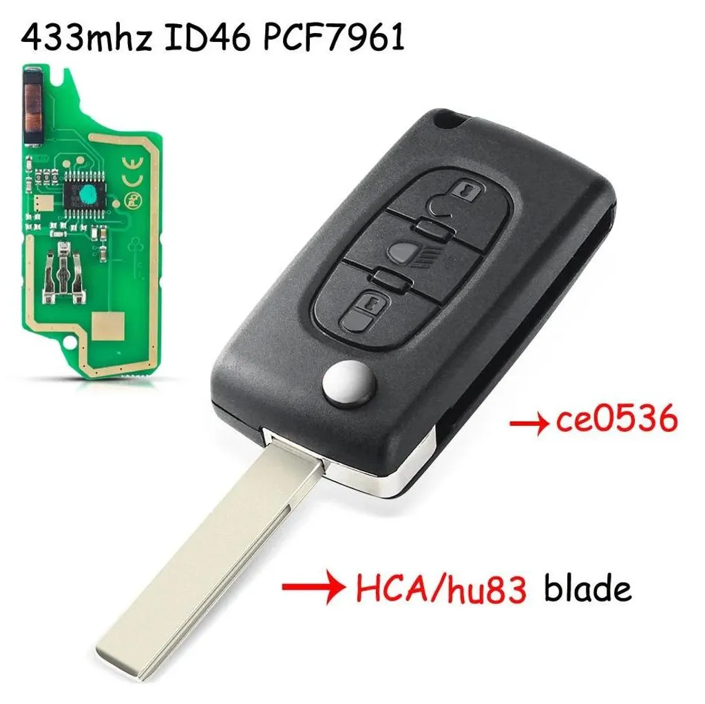 Clé télécommande Citroën 3 boutons HU83 CE0536-1 ASK haute qualité - 2