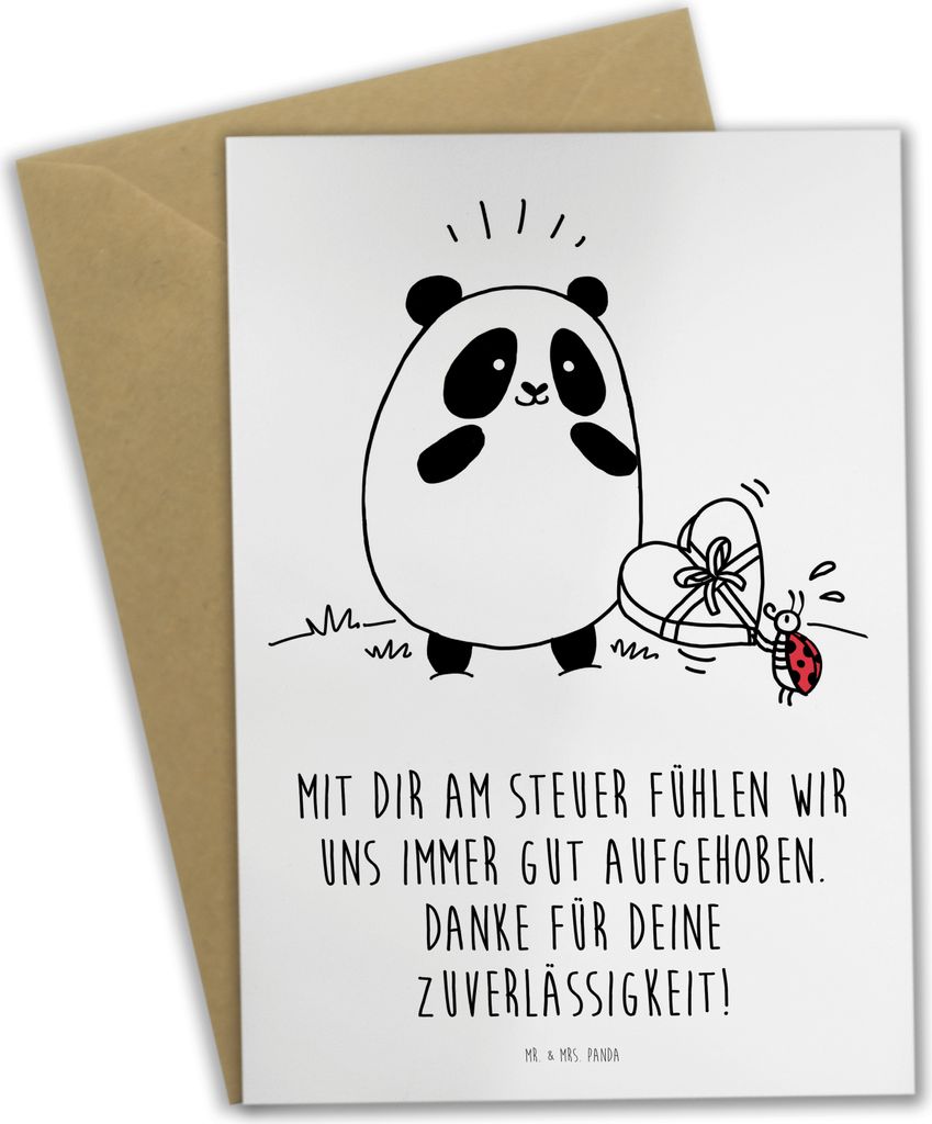 Mr. & Mrs. Panda Grußkarte Busfahrer Sicherheit - Weiß - Produktbild 