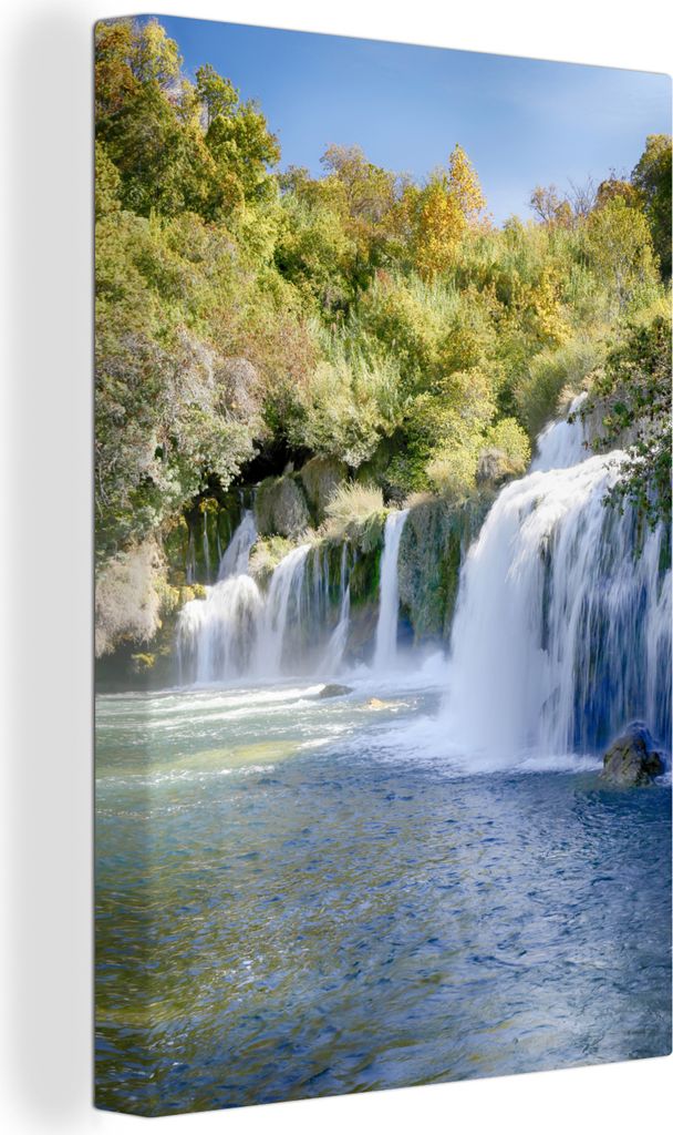 OneMillionCanvasses - Leinwandbilder - 90x140 cm, Die Wasserfälle des Flusses Krka im Krka-Nationalpark in Kroatien, Wandbilder Kunstdruck Wandd...