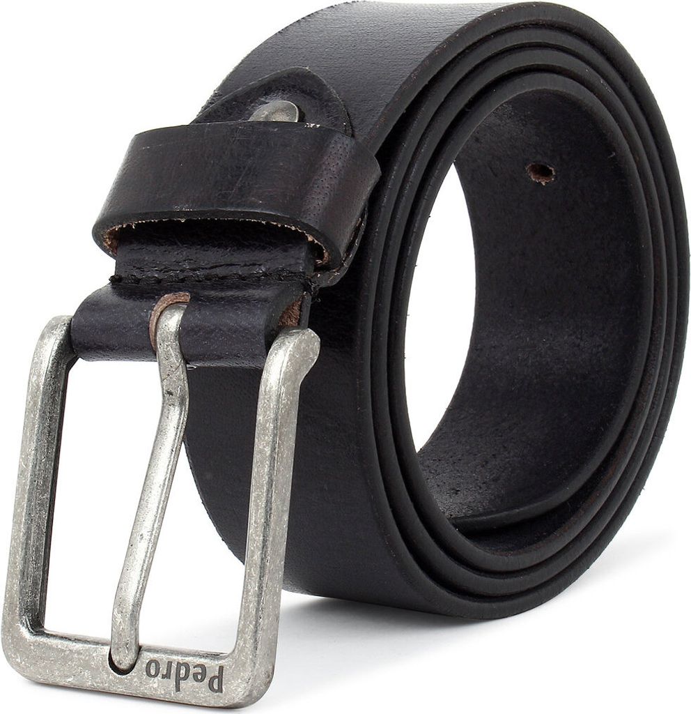 Echt Leder Gürtel Herren Damen 4cm Ledergürtel für Anzug, Jeans Schwarz Pedro