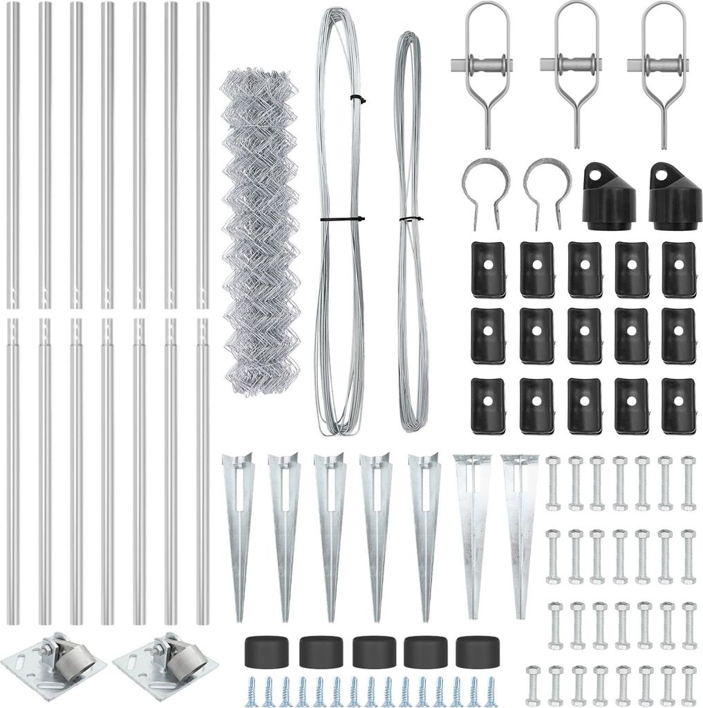 Möbel Kettenzaun mit 7 Spike-Posts 1,2 x 10 m Verzinkter Stahl - Metallzäune 3351206